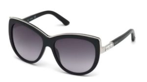 Swarovski Women's Sunglasses SK0091 Shiny Black Silver/Smoke Lens