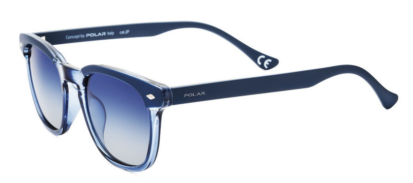 Men's Nitrogen Polarized Wrap Sunglasses - Transparent Blue Frame NT01