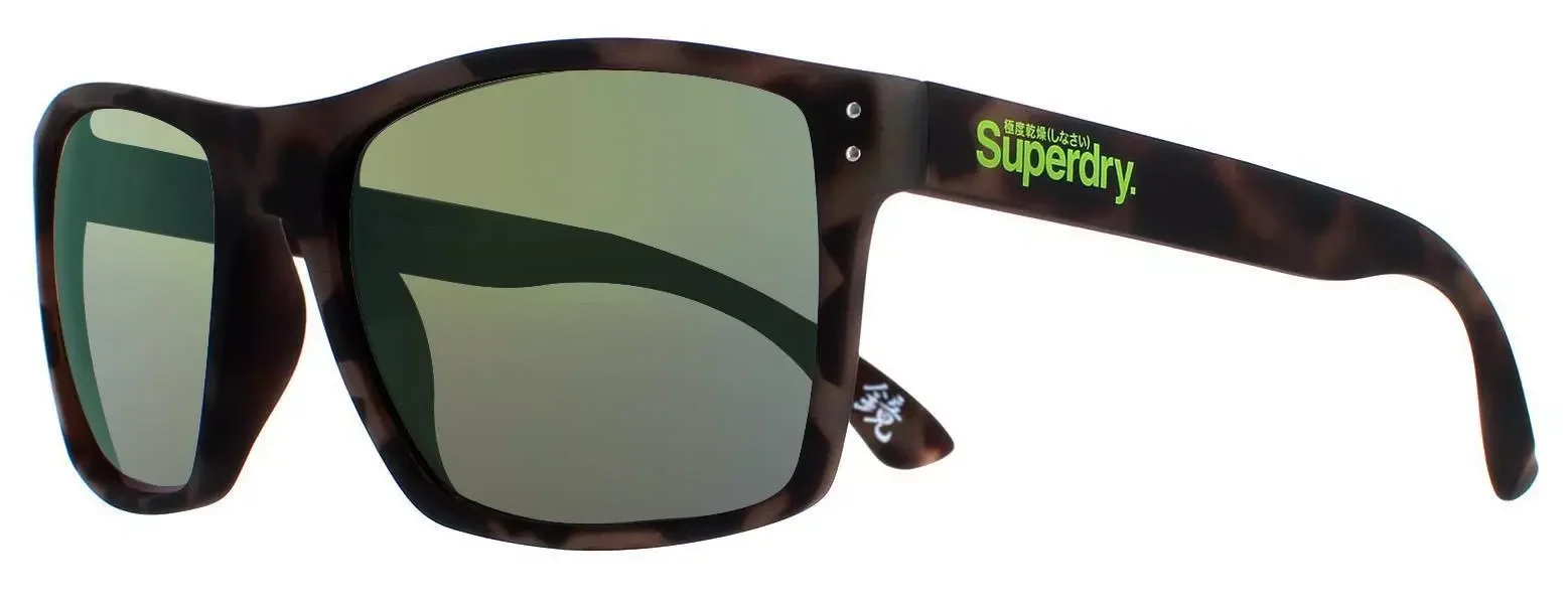 Superdry Men's Sunglasses SDS-KOBE-122 Tortoise/ Green Yellow Mirror Lens